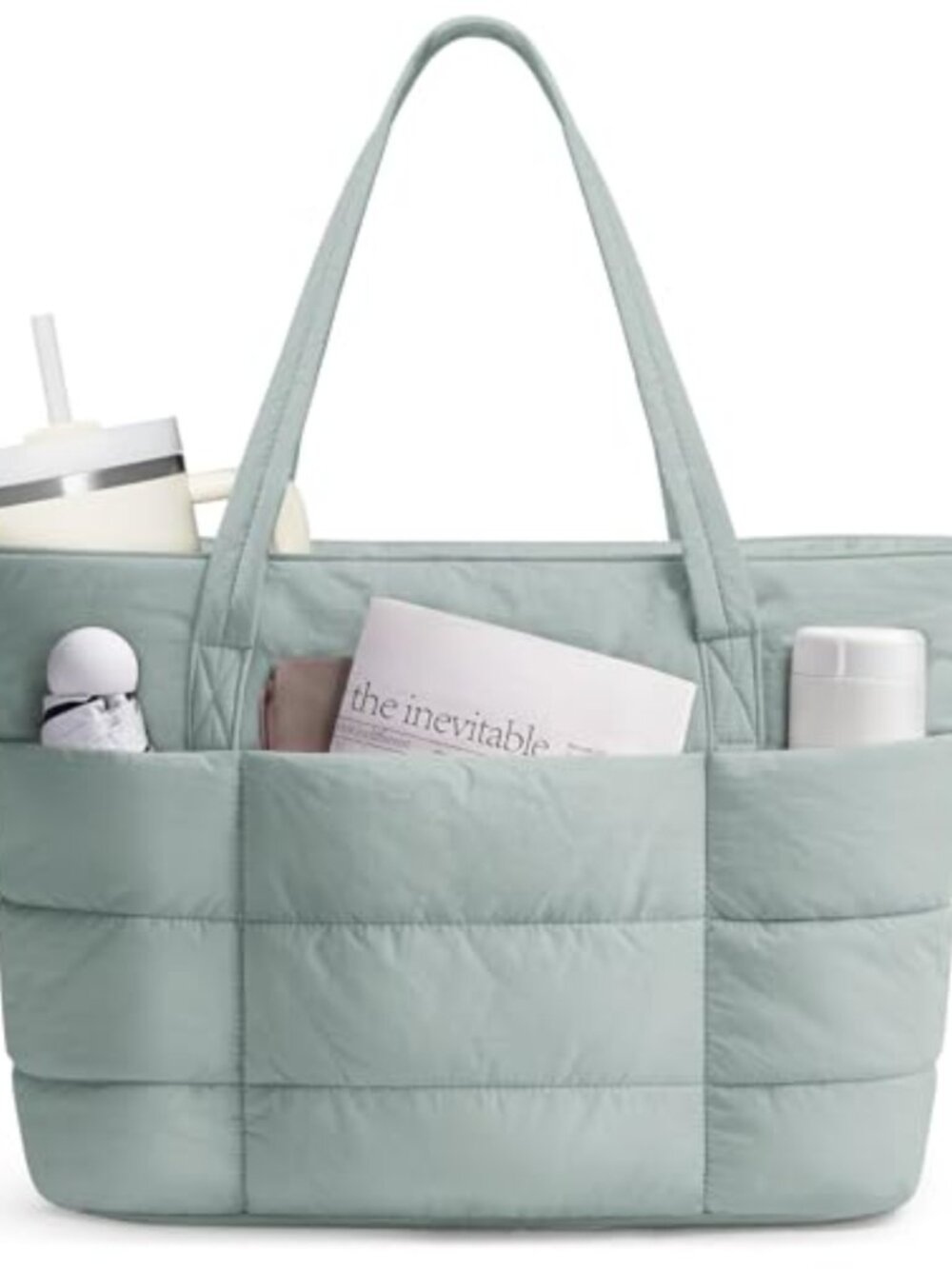 Narwey Quilted Puffer Tote Bag Nylon 24L Travel Tote for Women